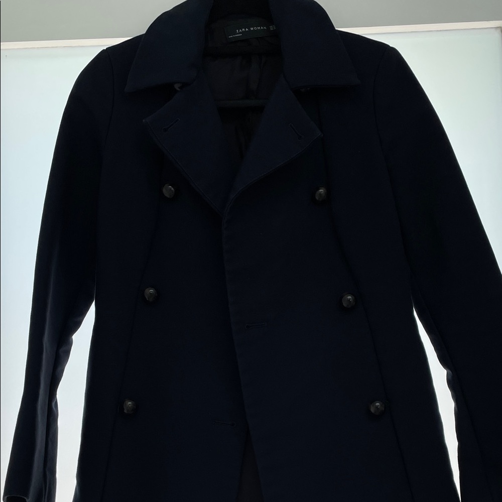 Zara Black Double-Breasted Trench Coat